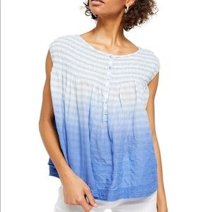 NWT Size Medium Free People Little Bit of Something Button Down Tank Blue Ombré
